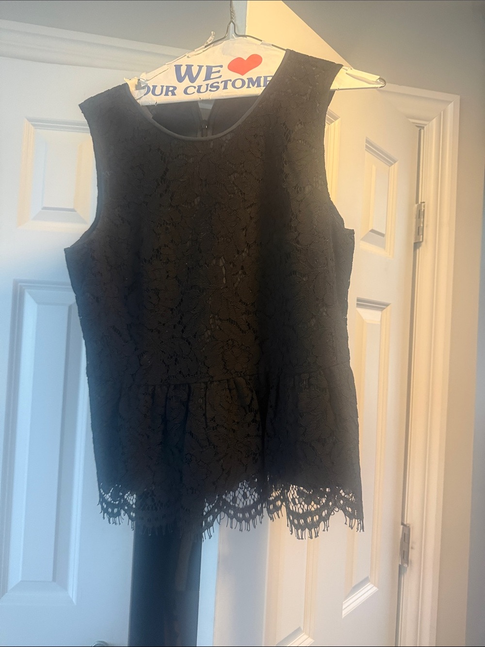 J. Crew Black Lace Peplum Camisole lace back zipper